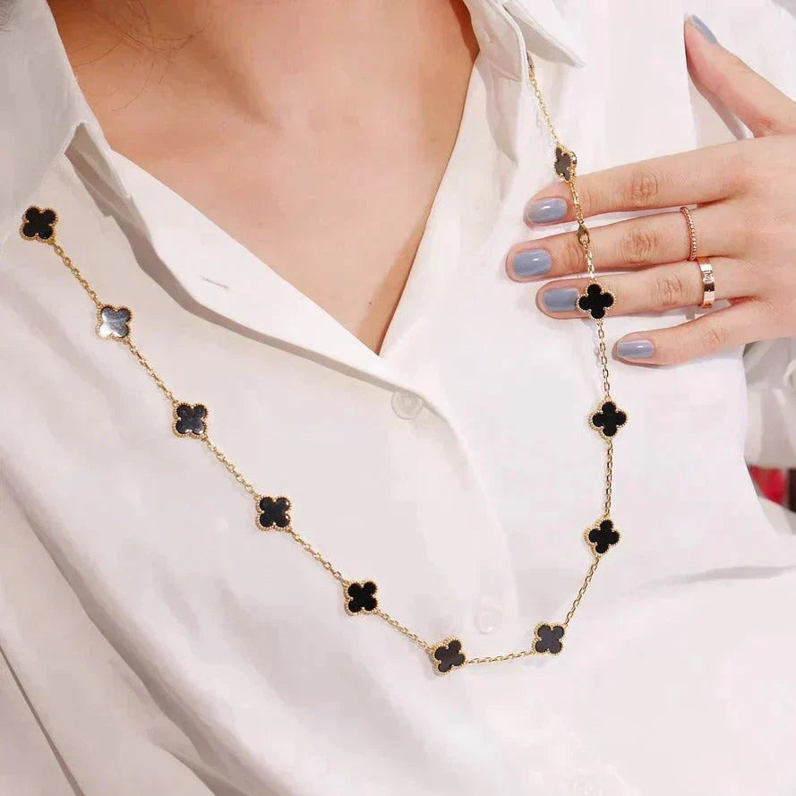Loco CLOVER 20 MOTIFS ONYX NECKLACE