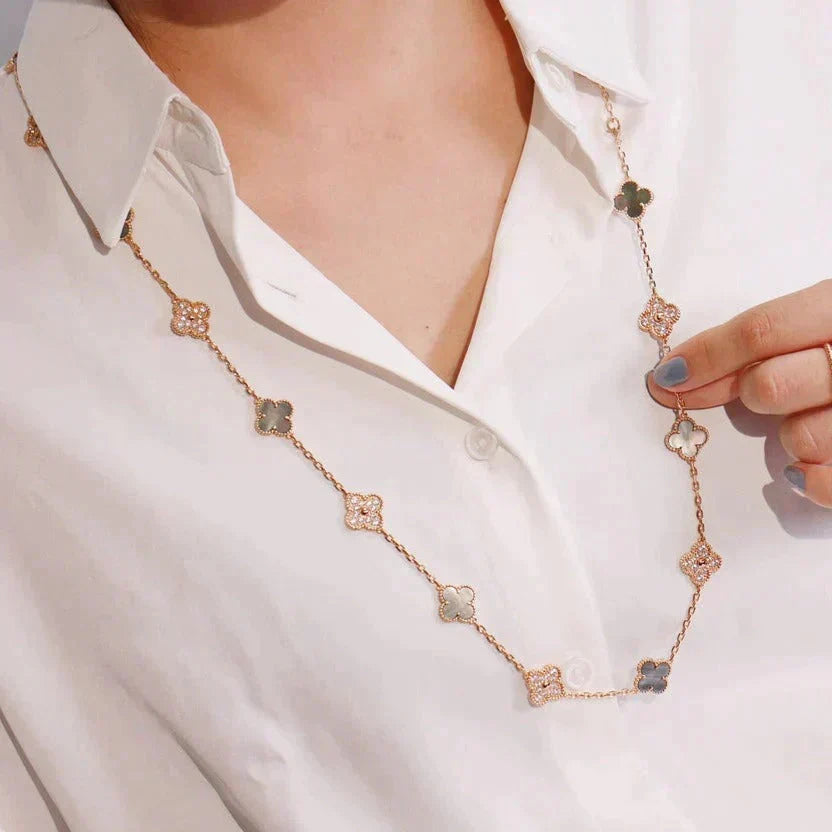 Loco CLOVER 20 MOTIFS DARK MOP DIAMOND  NECKLACE