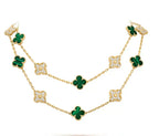 Loco CLOVER 20 MOTIFS MALACHITE DIAMOND NECKLACE