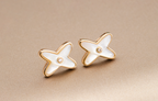 Loco JEUX DE WHITE MOP PINK GOLD DIAMOND EARRINGS