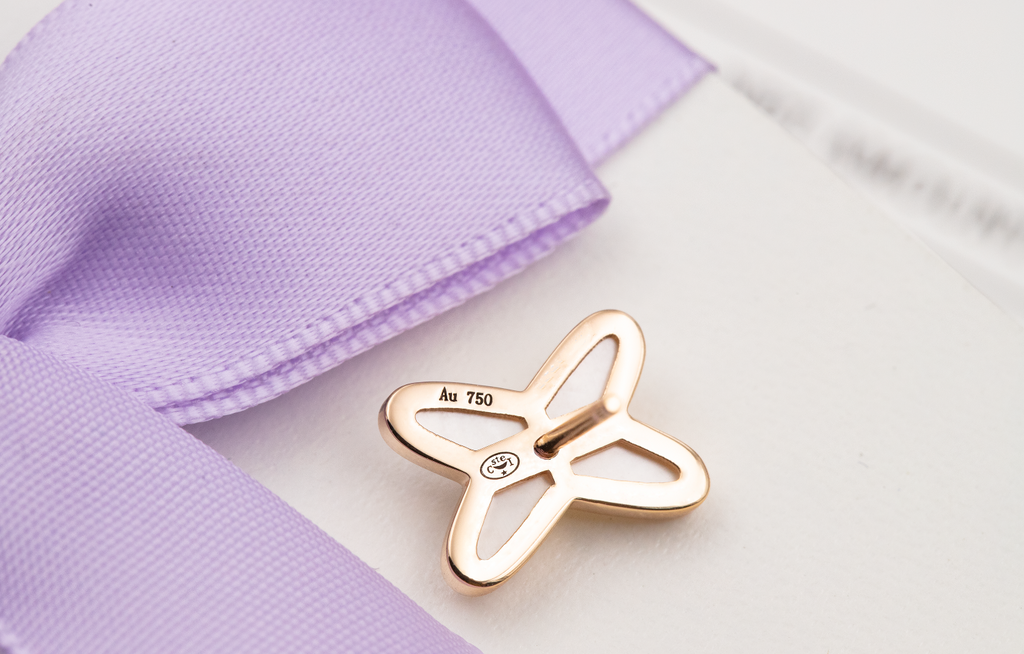 Loco JEUX DE WHITE MOP PINK GOLD DIAMOND EARRINGS