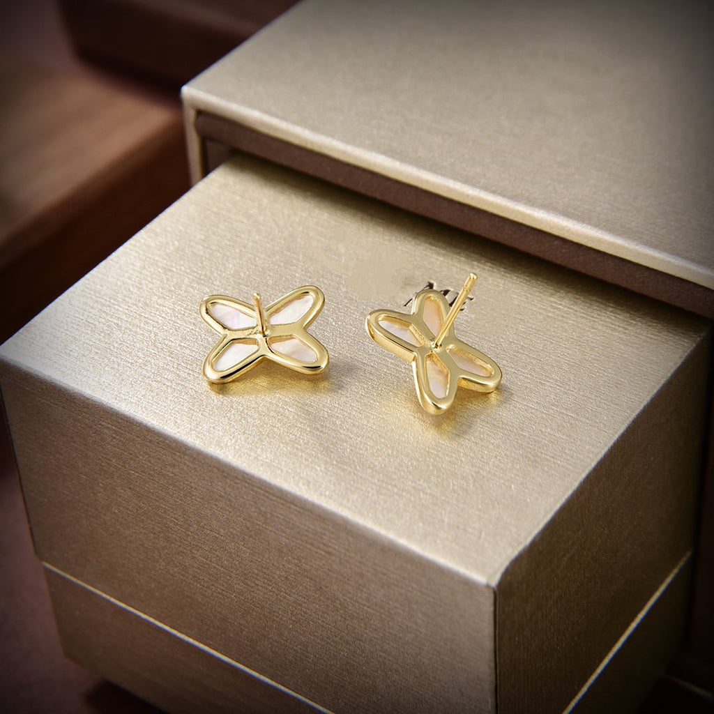 Loco JEUX DE WHITE MOP GOLD DIAMOND EARRINGS