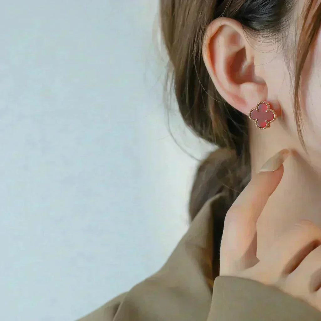 Loco CLOVER MEDIUM 1 MOTIFS CARNELIAN  EARRINGS