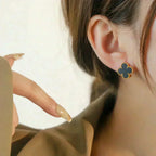Loco CLOVER MEDIUM 1 MOTIFS  ONYX STUD EARRINGS