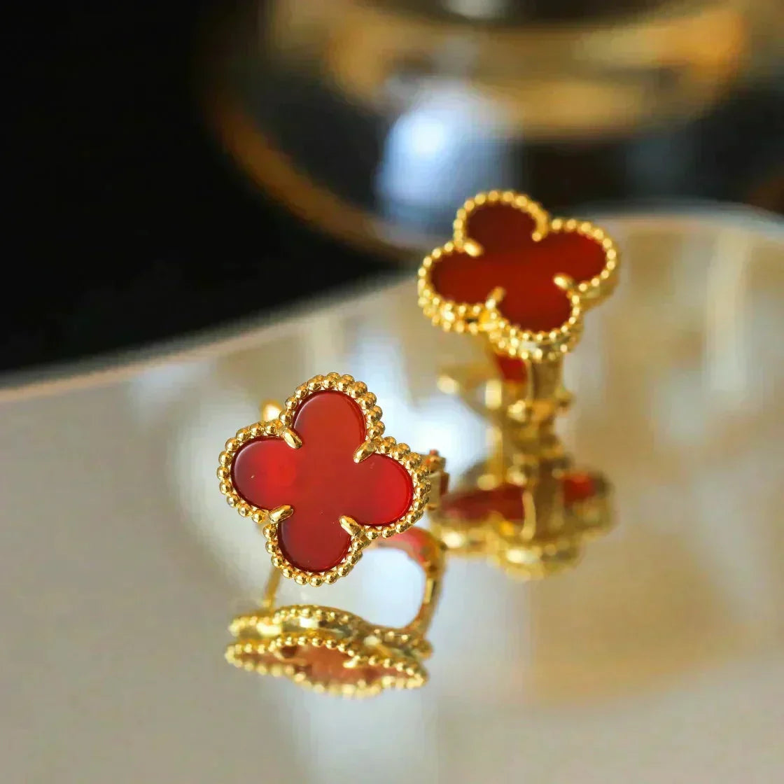 Loco CLOVER MEDIUM 1 MOTIFS CARNELIAN  EARRINGS