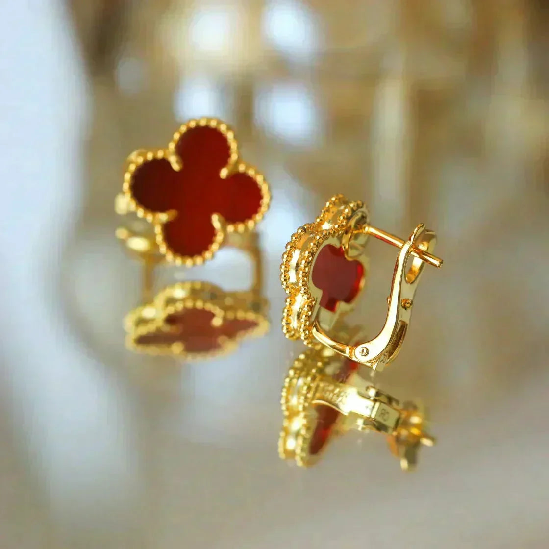 Loco CLOVER MEDIUM 1 MOTIFS CARNELIAN  EARRINGS