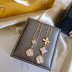 Loco COLOR BLOSSOM LARIAT NECKLACE PINK GOLD WHITE MOTHER PEARL AND DIAMOND