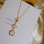Loco COLOR BLOSSOM LARIAT NECKLACE PINK GOLD WHITE MOTHER PEARL AND DIAMOND