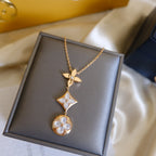 Loco COLOR BLOSSOM LARIAT NECKLACE PINK GOLD WHITE MOTHER PEARL AND DIAMOND