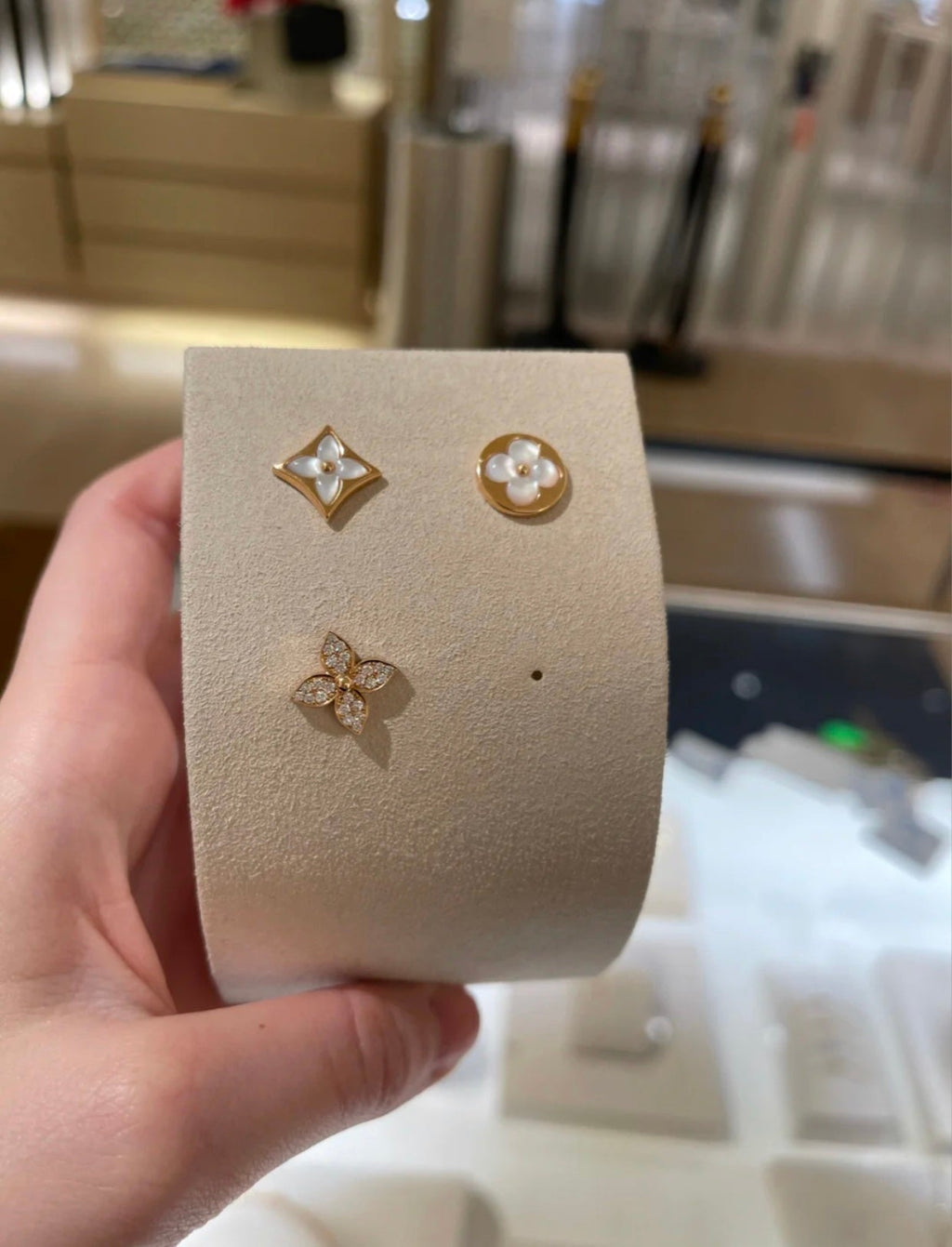 Loco STAR BLOSSOM STUD EARRINGS PINK GOLD DIAMONDS