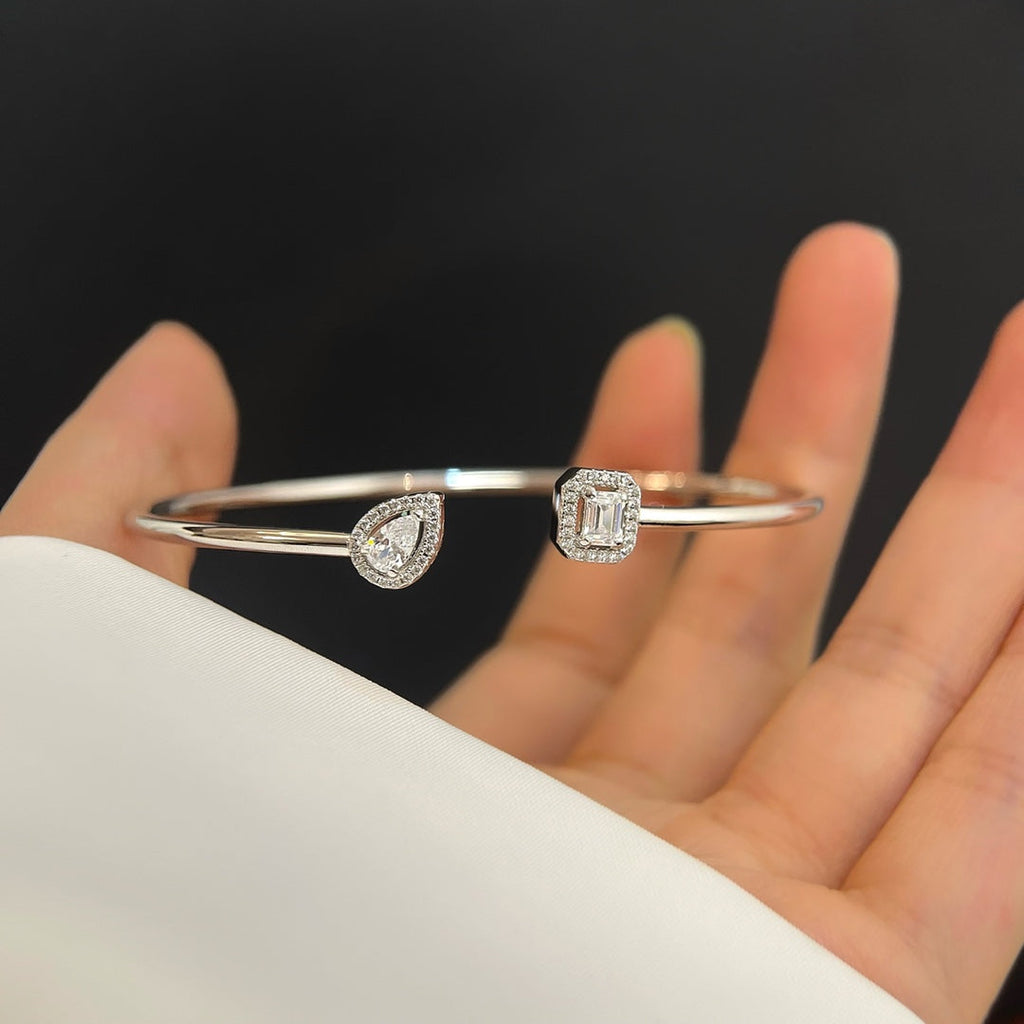 [Loco jewelrys]JONC FLEX MY TWIN TOI & MOI SILVER DIAMOND BRACELET