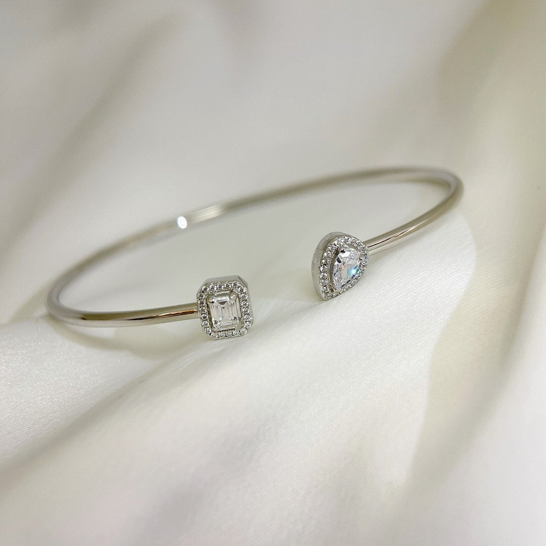 [Loco jewelrys]JONC FLEX MY TWIN TOI & MOI SILVER DIAMOND BRACELET
