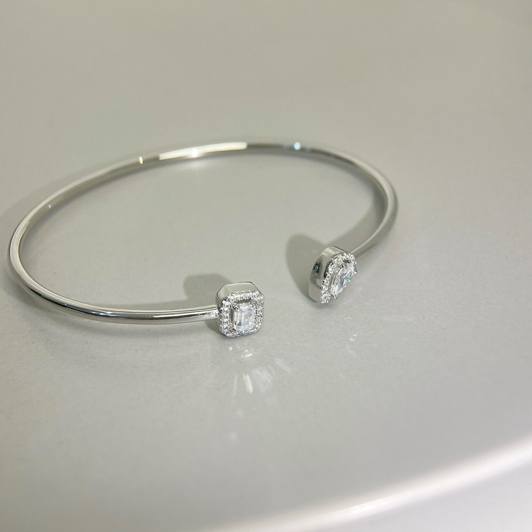 [Loco jewelrys]JONC FLEX MY TWIN TOI & MOI SILVER DIAMOND BRACELET