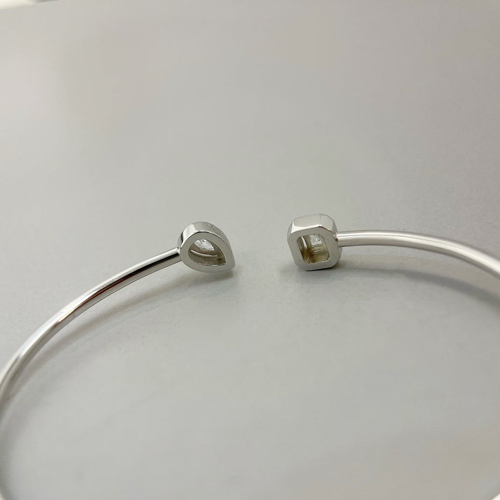 [Loco jewelrys]JONC FLEX MY TWIN TOI & MOI SILVER DIAMOND BRACELET