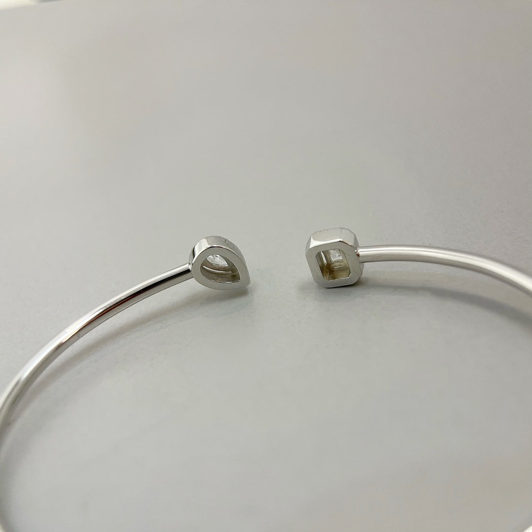 [Loco jewelrys]JONC FLEX MY TWIN TOI & MOI SILVER DIAMOND BRACELET