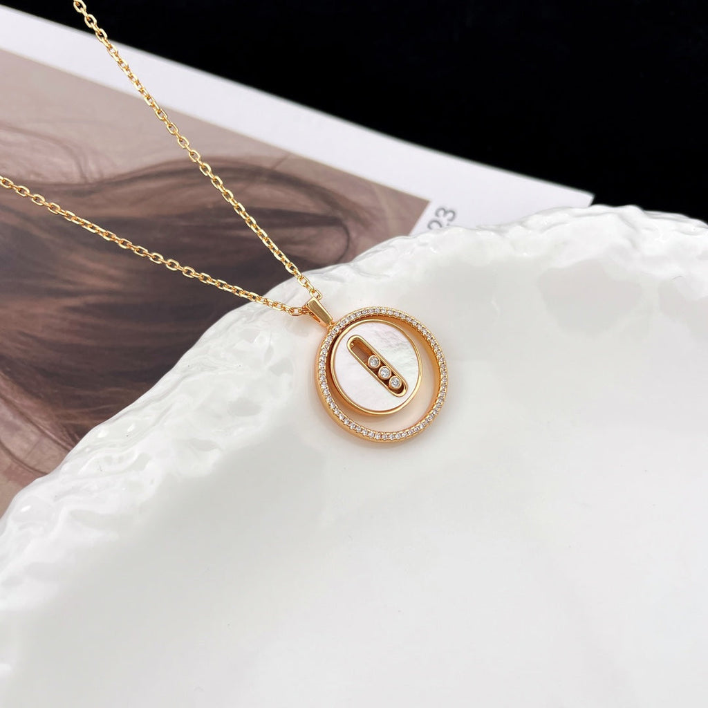 [Loco jewelrys]LUCKY MOVE MM NACRE BLANCHE DIAMOND NECKLACE