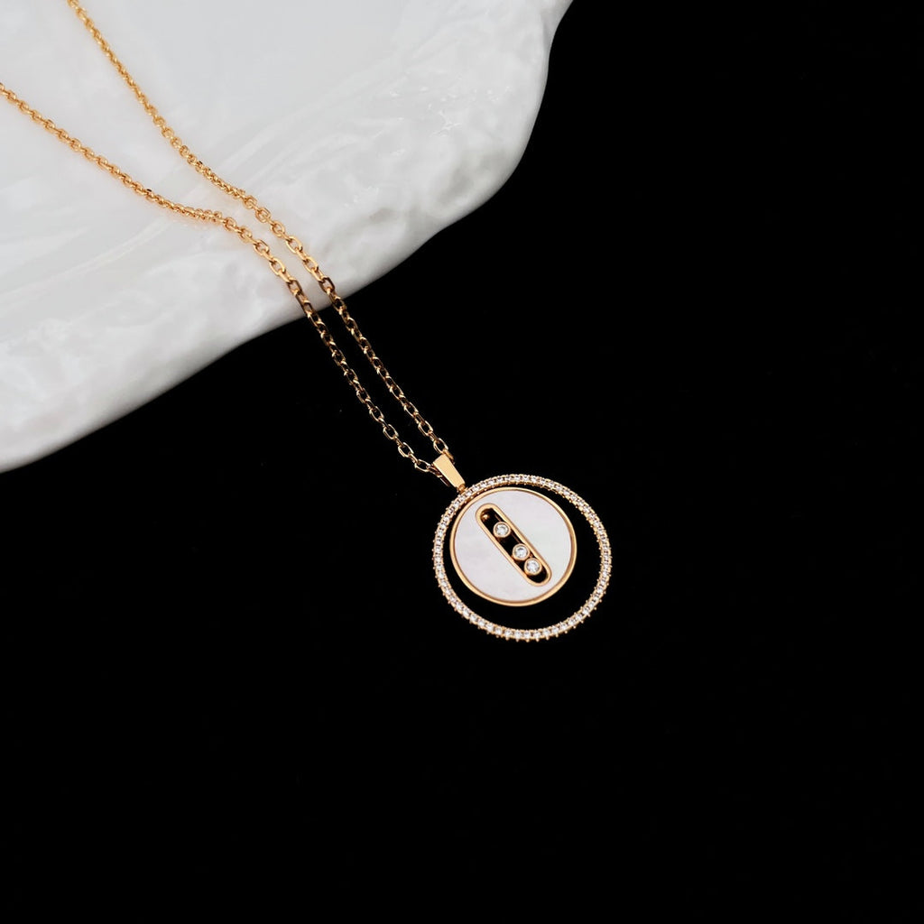 [Loco jewelrys]LUCKY MOVE MM NACRE BLANCHE DIAMOND NECKLACE