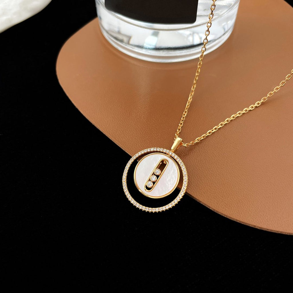 [Loco jewelrys]LUCKY MOVE MM NACRE BLANCHE DIAMOND NECKLACE