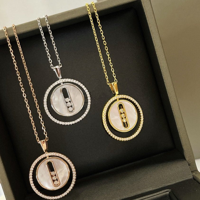[Loco jewelrys]LUCKY MOVE MM NACRE BLANCHE DIAMOND NECKLACE