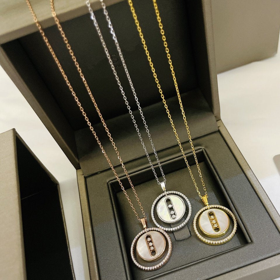[Loco jewelrys]LUCKY MOVE MM NACRE BLANCHE DIAMOND NECKLACE