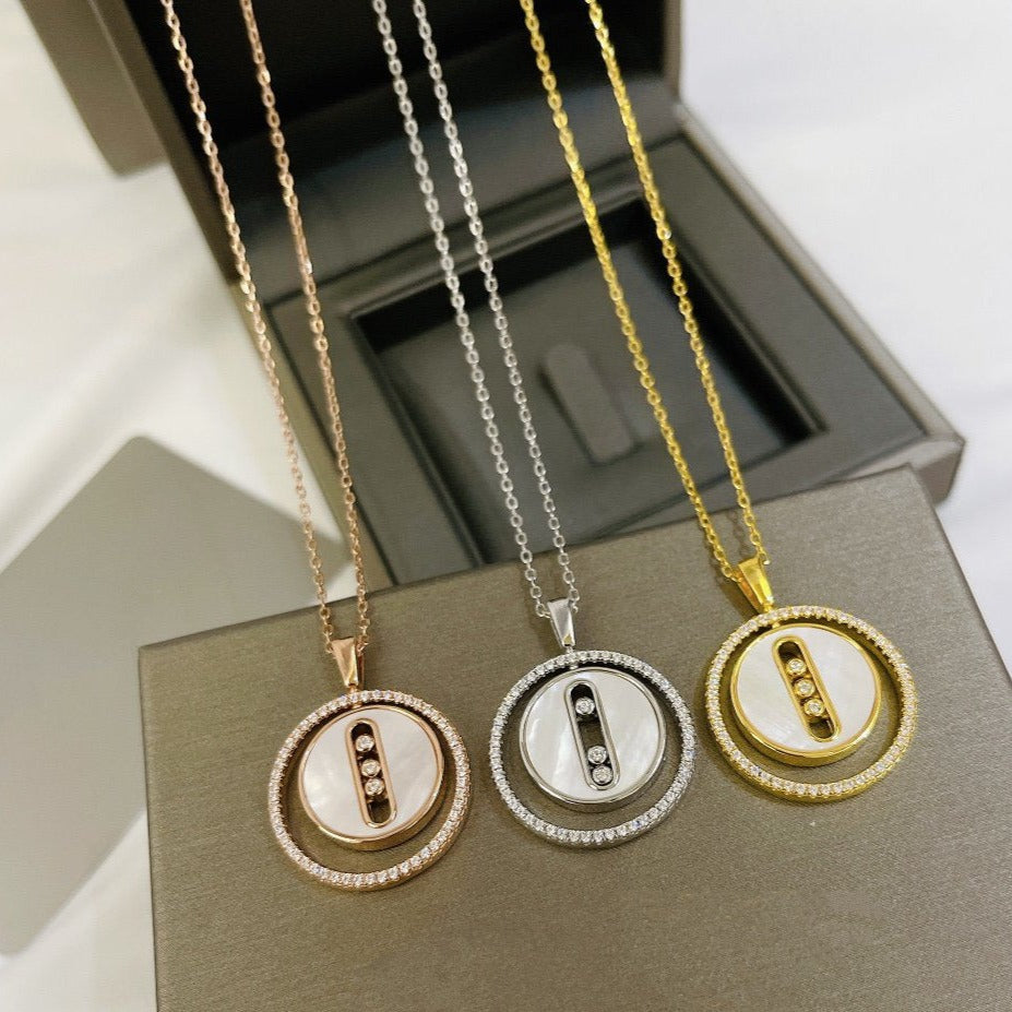[Loco jewelrys]LUCKY MOVE MM NACRE BLANCHE DIAMOND NECKLACE