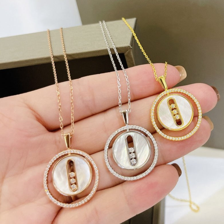 [Loco jewelrys]LUCKY MOVE MM NACRE BLANCHE DIAMOND NECKLACE