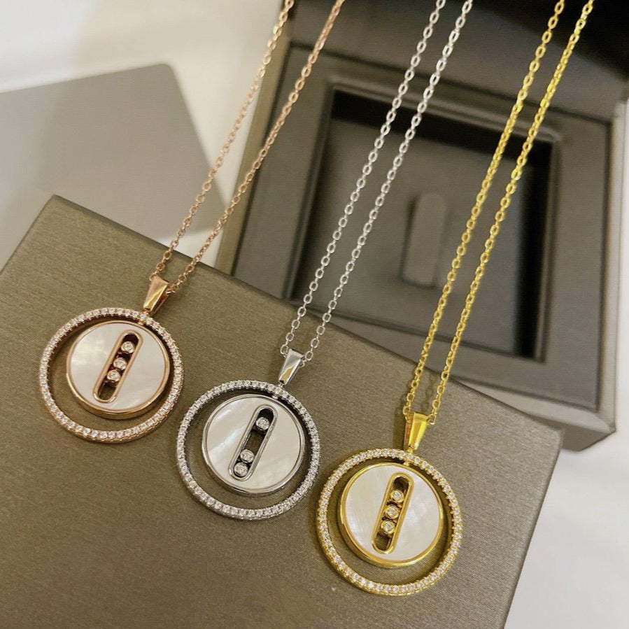 [Loco jewelrys]LUCKY MOVE MM NACRE BLANCHE DIAMOND NECKLACE