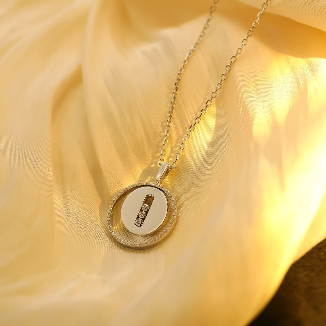 [Loco jewelrys]LUCKY MOVE MM SILVER DIAMOND NECKLACE