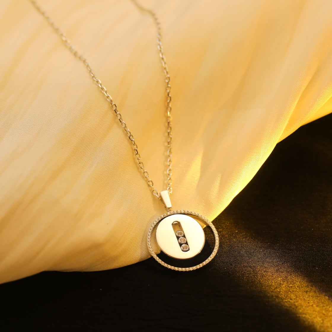 [Loco jewelrys]LUCKY MOVE MM SILVER DIAMOND NECKLACE