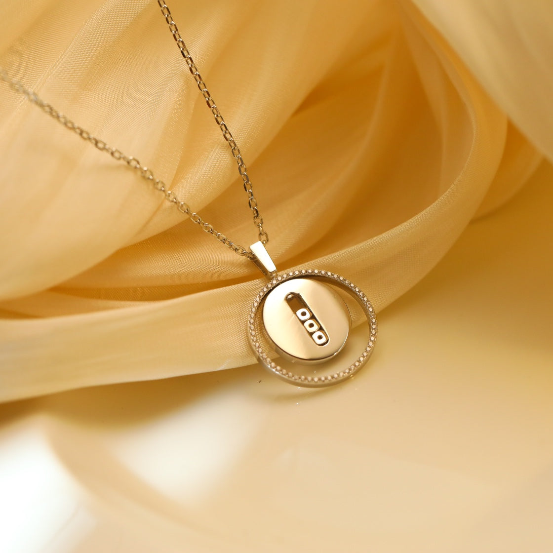 [Loco jewelrys]LUCKY MOVE MM SILVER DIAMOND NECKLACE
