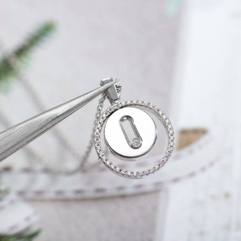 [Loco jewelrys]LUCKY MOVE PM NECKLACE SILVER DIAMOND