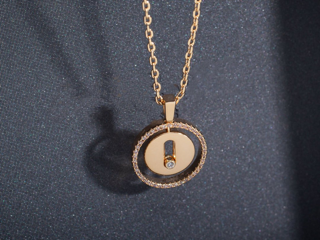 [Loco jewelrys]LUCKY MOVE PM NECKLACE PINK GOLD DIAMOND