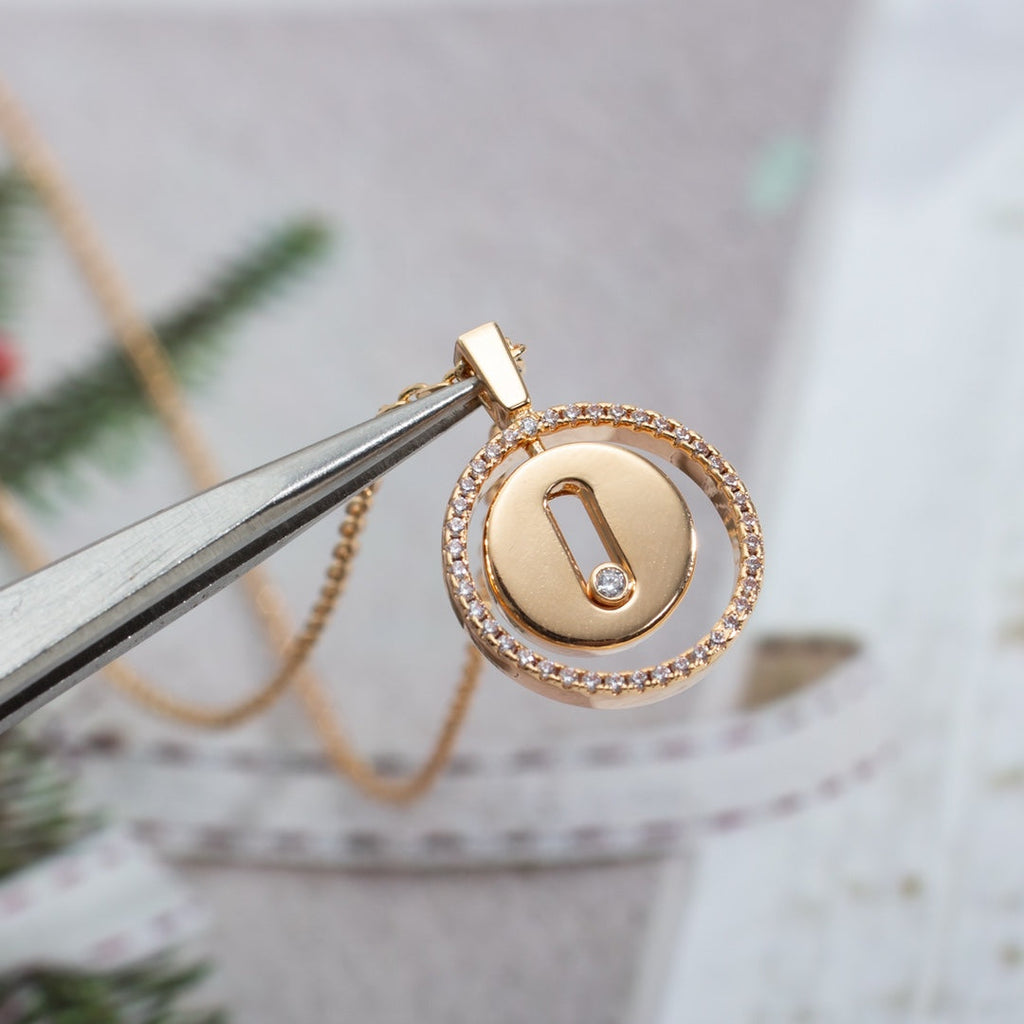 [Loco jewelrys]LUCKY MOVE PM NECKLACE PINK GOLD DIAMOND