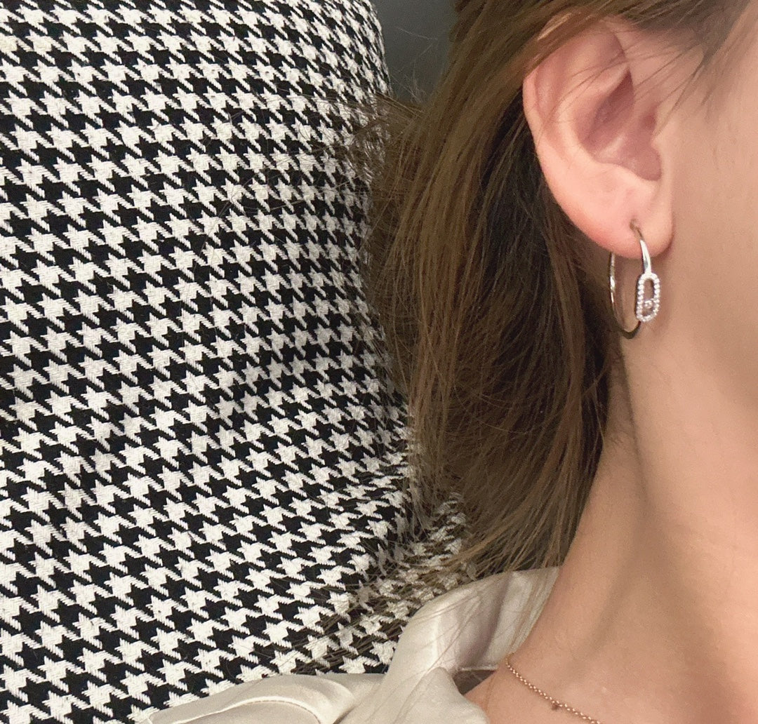 [Loco jewelrys]CREOLES MOVE UNO PM DIAMOND EARRINGS