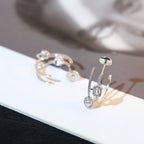 [Loco jewelrys]CREOLES MY TWIN 2 RANGS SILVER DIAMOND EARRINGS