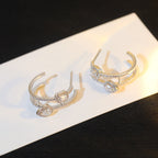[Loco jewelrys]CREOLES MY TWIN 2 RANGS SILVER DIAMOND EARRINGS