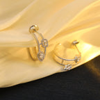 [Loco jewelrys]CREOLES MY TWIN 2 RANGS SILVER DIAMOND EARRINGS