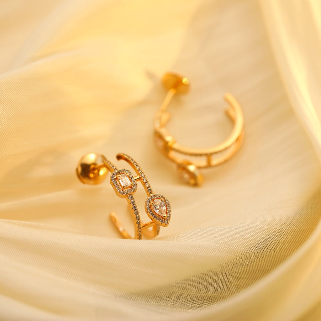 [Loco jewelrys]CREOLES MY TWIN 2 RANGS SILVER DIAMOND EARRINGS