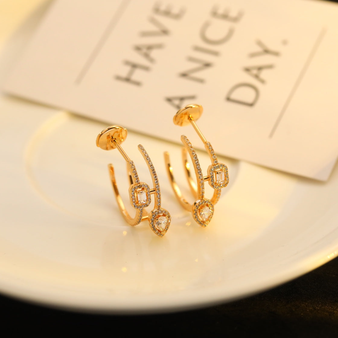[Loco jewelrys]CREOLES MY TWIN 2 RANGS SILVER DIAMOND EARRINGS