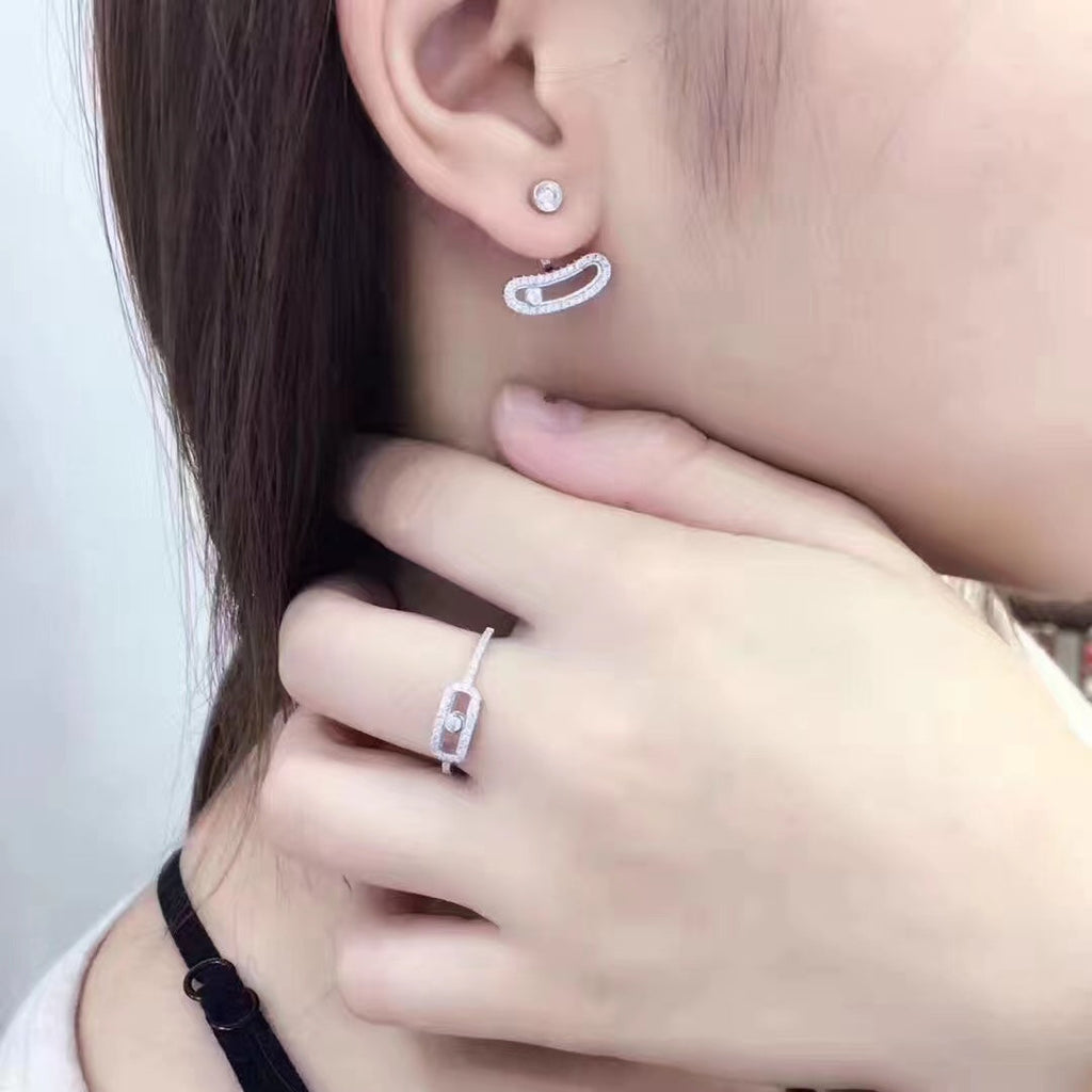 [Loco jewelrys]MOVE UNO SILVER DIAMOND EARRINGS