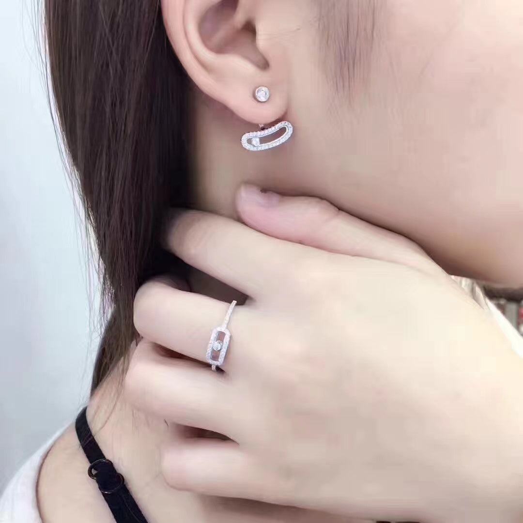 [Loco jewelrys]MOVE UNO SILVER DIAMOND EARRINGS