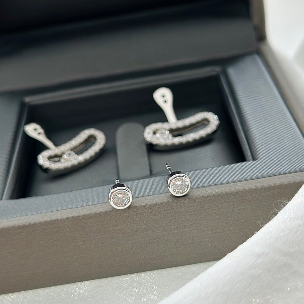 [Loco jewelrys]MOVE UNO SILVER DIAMOND EARRINGS