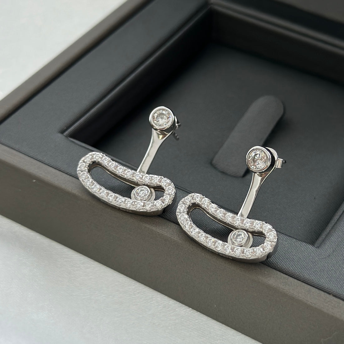 [Loco jewelrys]MOVE UNO SILVER DIAMOND EARRINGS