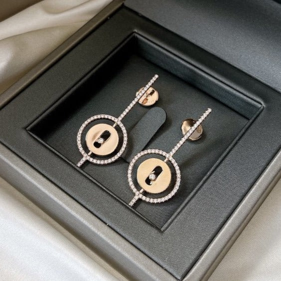 [Loco jewelrys]LUCKY MOVE ARROW PINK GOLD DIAMOND EARRINGS