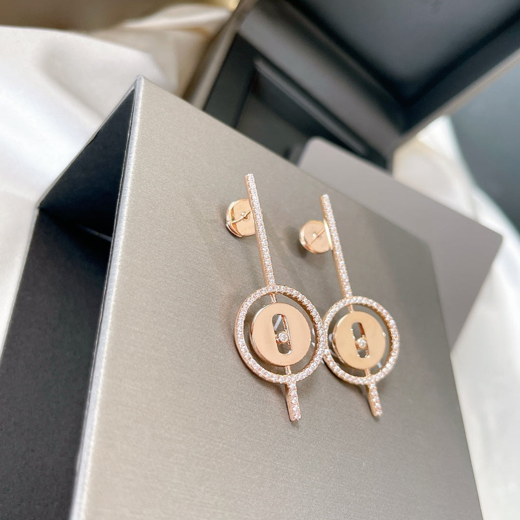 [Loco jewelrys]LUCKY MOVE ARROW PINK GOLD DIAMOND EARRINGS
