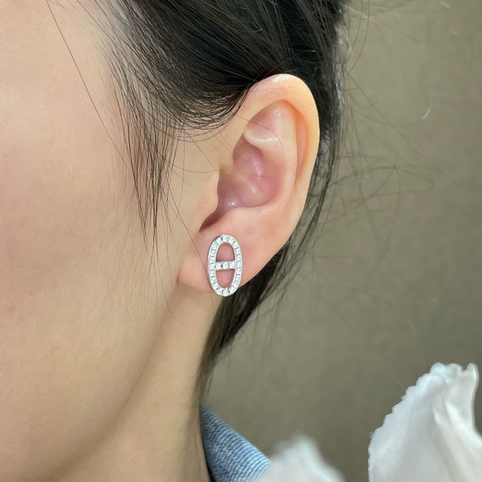 Loco HM FULL DIAMOND PIG NOSE STUD EARRINGS