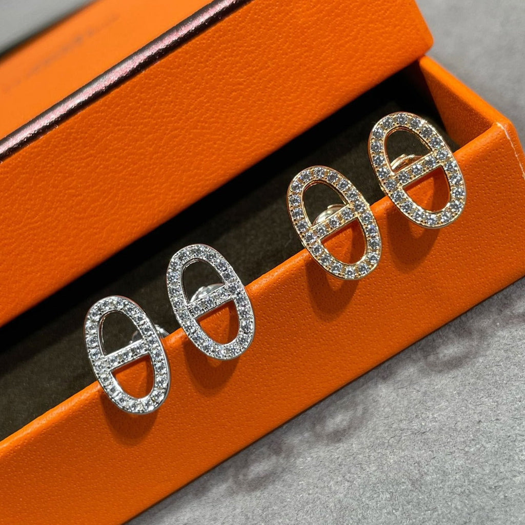 Loco HM FULL DIAMOND PIG NOSE STUD EARRINGS