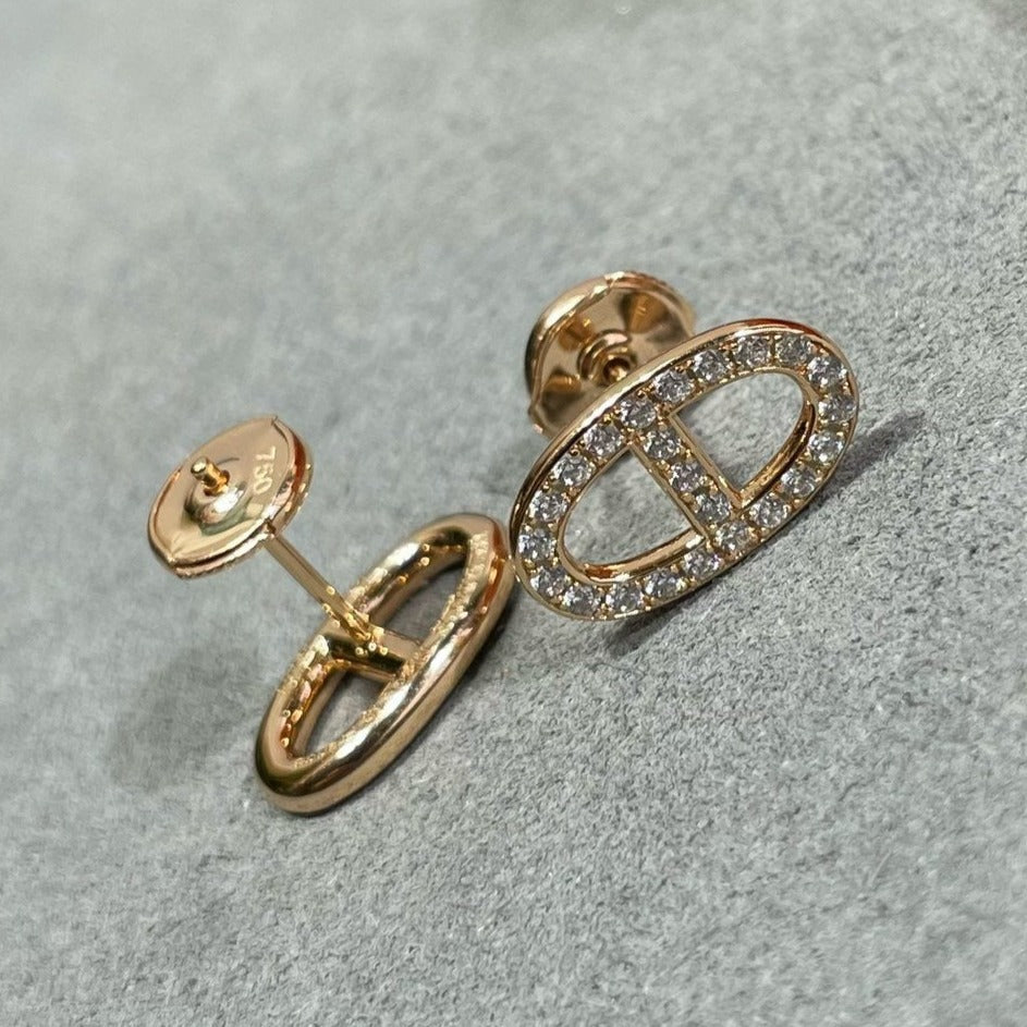 Loco HM FULL DIAMOND PIG NOSE STUD EARRINGS