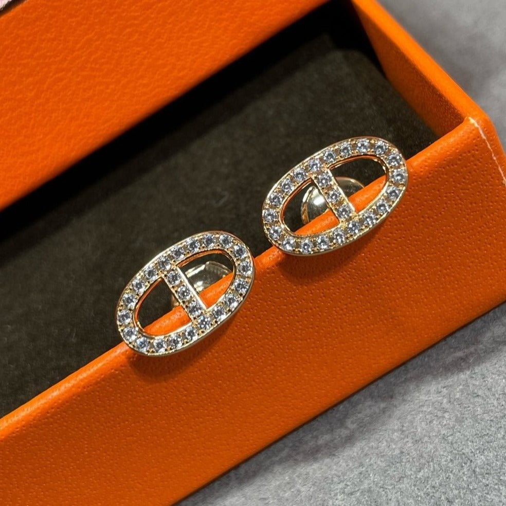 Loco HM FULL DIAMOND PIG NOSE STUD EARRINGS