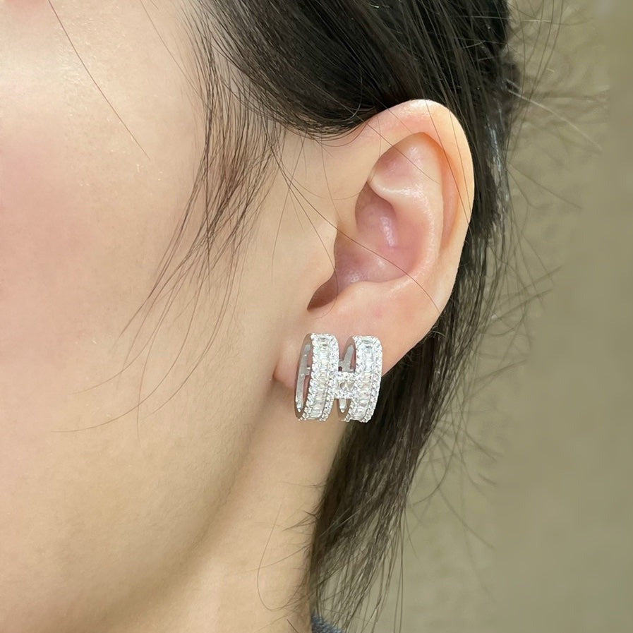 Loco H STUD EARRINGS WITH SILVER DIAMONDS